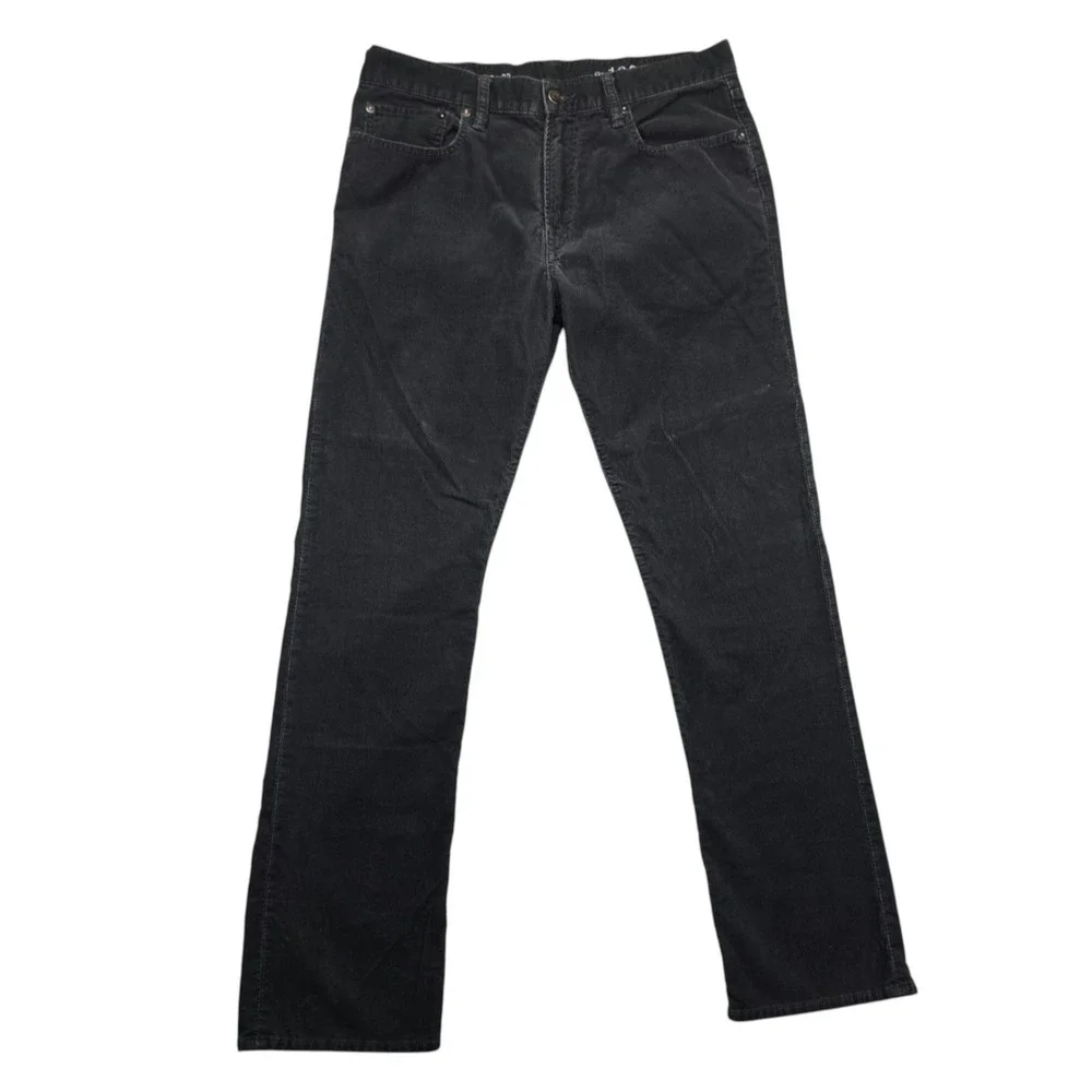 Gap 1969 Mens Straight Corduroy Pants Eclipse Gray 33x32 Cotton Cords
